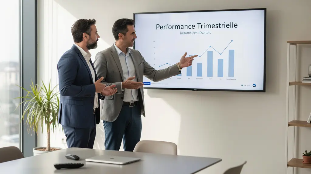 Deux professionnels analysant ensemble une shortlist de candidats internationaux