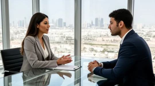 Entretien de recrutement cadre dirigeant dans un bureau moderne à Casablanca